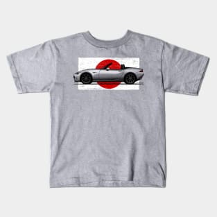 The amazingly cool japanese roadster with japanese flag background Kids T-Shirt